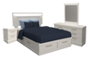 Alpine 6pc Bedroom Set with Storage Bed, Dresser, Mirror & Nightstand, White - Full | Ensemble de chambre à coucher Alpine 6 pièces avec lit de rangement, commode, miroir, table de nuit et éclairage, blanc - lit double