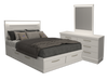 Alpine 5pc Bedroom Set with Storage Bed, Dresser & Mirror, Made in Canada, White - Queen | Ensemble de chambre à coucher Alpine 5 pièces avec lit de rangement, commode, miroir et éclairage, fabriqué au Canada, blanc - grand lit