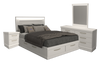 Alpine 6pc Bedroom Set with Storage Bed, Dresser, Mirror & Nightstand, White - Queen | Ensemble de chambre à coucher Alpine 6 pièces avec lit de rangement, commode, miroir, table de nuit et éclairage, blanc - grand lit