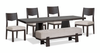 Arden 6pc Extension Dining Set with Table, Bench & 4 Chairs, Trestle Base, 84-108"W - Espresso Brown | Ensemble de salle à manger Arden 6 pièces avec table, rallonge de 84 po à 108 po (L), base à tréteaux, banc et 4 chaises - brun espresso