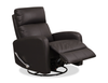 Asher 31.5" Genuine Leather Swivel Glider Reclining Chair – Dark Brown | Fauteuil pivotant, coulissant et inclinable Asher de 31.5 po en cuir véritable - brun foncé