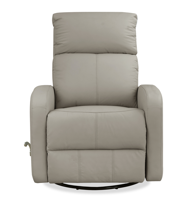 Asher 31.5\" Genuine Leather Swivel Glider Reclining Chair – Light Grey