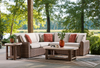 Banff 3-Piece Outdoor Patio Set with 2 Loveseats & Corner Chair - Weather Resistant - Brown/Beige | Ensemble Banff 3 pièces pour la terrasse à l’extérieur avec 2 causeuses et un fauteuil en coin, résistant aux intempéries - naturel et beige