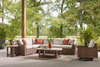 Banff Outdoor Patio End Table - Resin Wicker & Aluminum, Weather Resistant - Brown/Beige | Table de bout Banff pour la terrasse à l’extérieur - osier en résine et aluminium, résistante aux intempéries - brune et beige