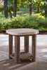 Banff Outdoor Patio End Table - Resin Wicker & Aluminum, Weather Resistant - Brown/Beige | Table de bout Banff pour la terrasse à l’extérieur - osier en résine et aluminium, résistante aux intempéries - brune et beige