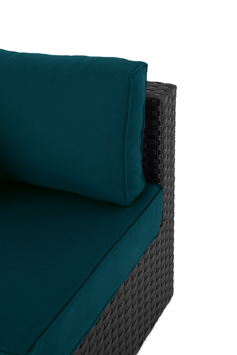 Barbados Armless Outdoor Patio Chair - Hand-Woven Resin Wicker, UV & Weather Resistant - Black/Blue