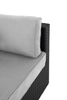 Barbados Corner Outdoor Patio Chair - Hand-Woven Resin Wicker, UV & Weather Resistant - Black/Grey | Fauteuil en coin Barbados pour la terrasse à l’extérieur - osier en résine tressé à la main, résistant aux rayons UV et aux intempéries - noir et gris