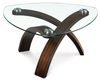 Baynes 34" Contemporary Coffee Table with Glass Top and Wood Legs - Hazelnut | Table à café contemporaine Baynes de 34 po avec dessus en verre et pattes en bois - noisette