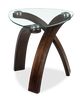 Baynes 23" Contemporary End Table with Glass Top and Wood Legs - Hazelnut | Table de bout contemporaine Baynes de 23 po avec dessus en verre et pattes en bois - noisette