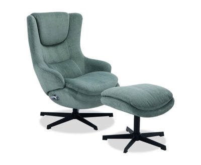 Bliss 29.1” Chenille Fabric Stress Free Reclining Occasional Chair with Footrest - Green | Fauteuil d’appoint inclinable antistress Bliss de 29,1 po en tissu de chenille avec repose-pieds - vert