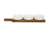 S&CO 4-Piece Bowl and Plank Serving Set – Porcelain and Wood | Ensemble de service S&CO 4 pièces avec bols et planche - porcelaine et bois