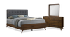 Cami 5pc Bedroom Set with Bed, Dresser & Mirror, Mid-Century Modern, Brown - Queen | Ensemble de chambre à coucher de style moderne du milieu du 20e siècle Cami 5 pièces avec lit, commode et miroir, brun - grand lit