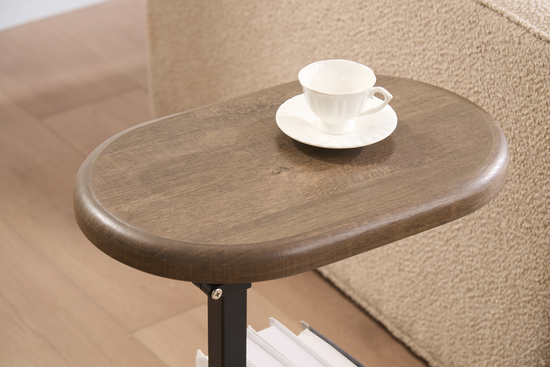 Cedric 18\" Adjustable Accent Table – Walnut Oak and Black