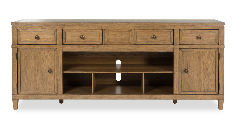 Clyde 81” TV Stand with Storage and Cable Management for TVs up to 90” – Golden Oak