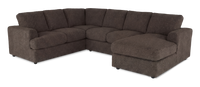 Made in Canada Customizable Sofa Lab Curve 3 Piece Right-Facing Fabric Sectional with Chaise – Teddy Walnut 