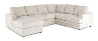 Made in Canada Customizable Sofa Lab Curve 3 Piece Left-Facing Fabric Sectional with Chaise – Chenille White 