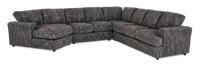 Made in Canada Customizable Sofa Lab Curve 4-Piece Left-Facing Sectional with Cuddler - Plush Charcoal 
