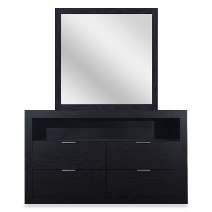Delta 6pc Bedroom Set with Bed, Dresser, Mirror & Nightstand, Black - Queen Size