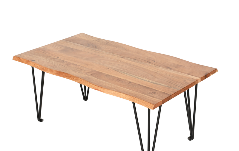 Dillon 45” Industrial Coffee Table with Iron Hairpin Legs – Natural Acacia