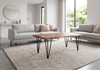Dillion 45” Industrial Coffee Table with Iron Hairpin Legs – Natural Acacia | Table à café industrielle Dillon de 45 po avec pattes de style épingle en fer - acacia naturel