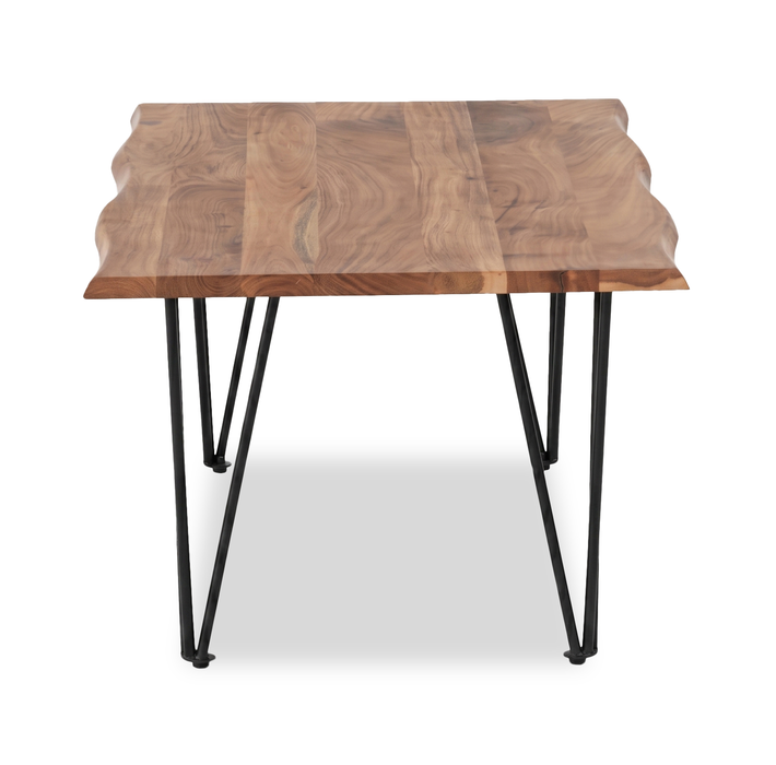 Dillon 45” Industrial Coffee Table with Iron Hairpin Legs – Natural Acacia