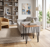 Dillion 22” Industrial End Table with Iron Hairpin Legs – Natural Acacia | Table de bout industrielle Dillon de 22 po avec pattes de style épingle en fer - acacia naturel