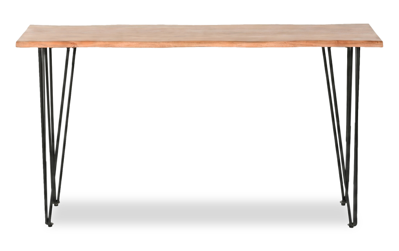 Dillon 45” Industrial Sofa Table with Iron Hairpin Legs – Natural Acacia
