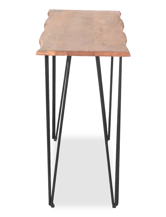 Dillon 45” Industrial Sofa Table with Iron Hairpin Legs – Natural Acacia