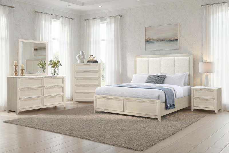 Elana 5pc Bedroom Set with Storage Bed, Dresser & Mirror, Natural - Queen Size