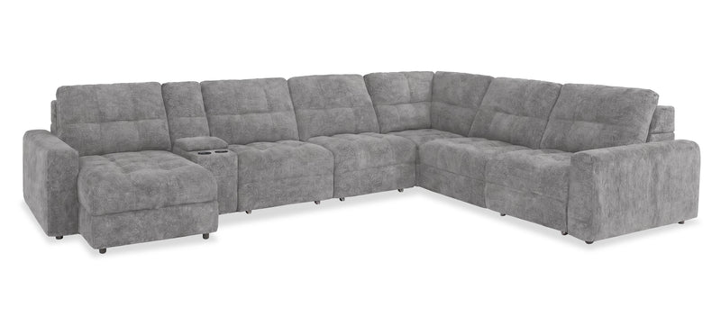 Scott Living Elevate Modular 7-Piece Left-Facing Chenille Fabric Power Sliding Sectional with Storage - Grey
