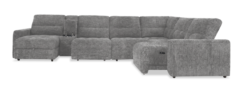 Scott Living Elevate Modular 7-Piece Left-Facing Chenille Fabric Power Sliding Sectional with Storage - Grey