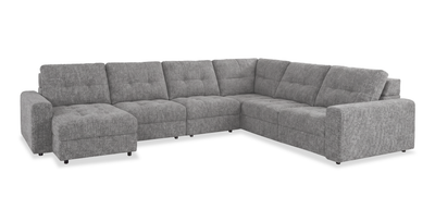 Scott Living Elevate Modular 6-Piece Left-Facing Chenille Fabric Power Reclining and Sliding Sectional - Grey | Sofa sectionnel modulaire à coulissement et inclinaison électriques de gauche Elevate de Scott Living 6 pièces en tissu de chenille - gris