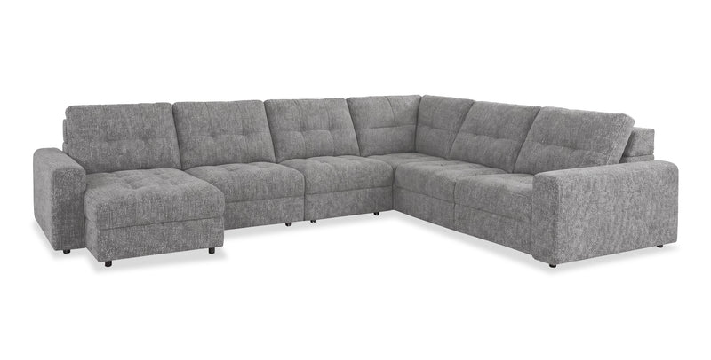 Scott Living Elevate Modular 6-Piece Left-Facing Chenille Fabric Power Reclining and Sliding Sectional - Grey