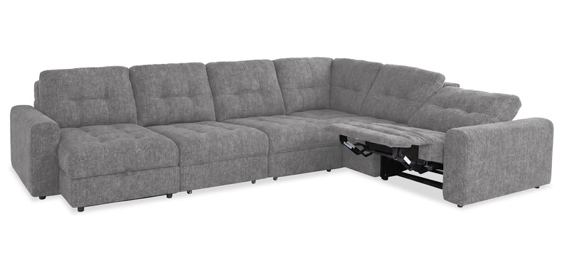 Scott Living Elevate Modular 6-Piece Left-Facing Chenille Fabric Power Reclining and Sliding Sectional - Grey