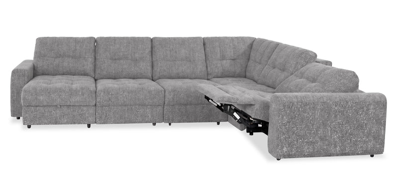 Scott Living Elevate Modular 6-Piece Left-Facing Chenille Fabric Power Reclining and Sliding Sectional - Grey