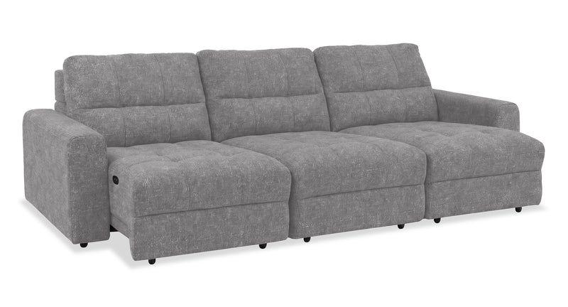 Scott Living Elevate Modular 115\" Chenille Fabric Sofa with Power Sliding - Grey