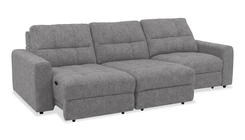Scott Living Elevate Modular 115\" Chenille Fabric Sofa with Power Sliding - Grey