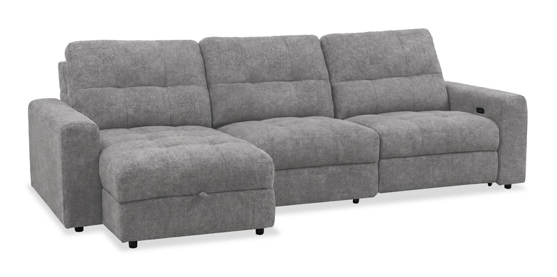 Scott Living Elevate Modular 3-Piece Left-Facing Chenille Fabric Power Reclining and Sliding Sectional - Grey