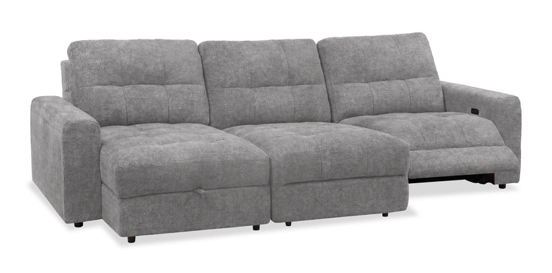 Scott Living Elevate Modular 3-Piece Left-Facing Chenille Fabric Power Reclining and Sliding Sectional - Grey