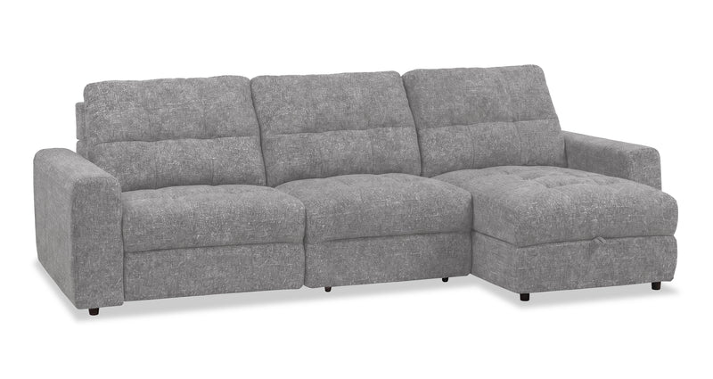 Scott Living Elevate Modular 3-Piece Right-Facing Chenille Fabric Power Reclining and Sliding Sectional - Grey