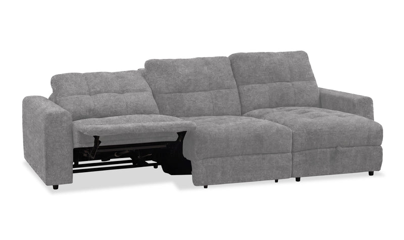 Scott Living Elevate Modular 3-Piece Right-Facing Chenille Fabric Power Reclining and Sliding Sectional - Grey