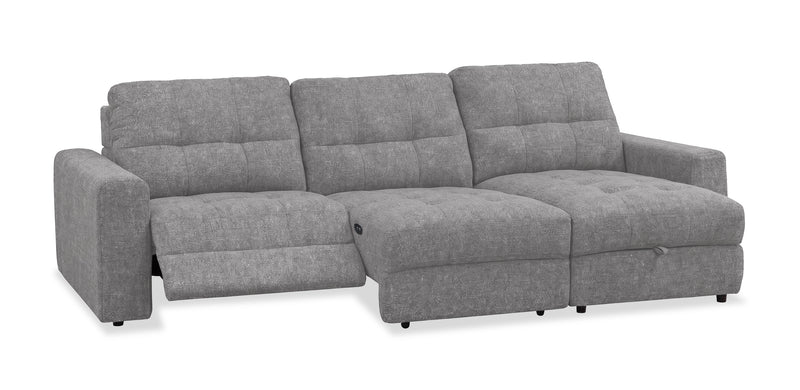 Scott Living Elevate Modular 3-Piece Right-Facing Chenille Fabric Power Reclining and Sliding Sectional - Grey