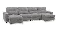 Scott Living Elevate Modular 4-Piece Chenille Fabric Power Sliding Sectional with Two Storage Chaises - Grey