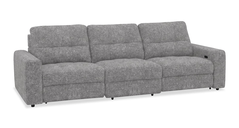 Scott Living Elevate Modular 115\" Chenille Fabric Power Reclining Sofa - Grey