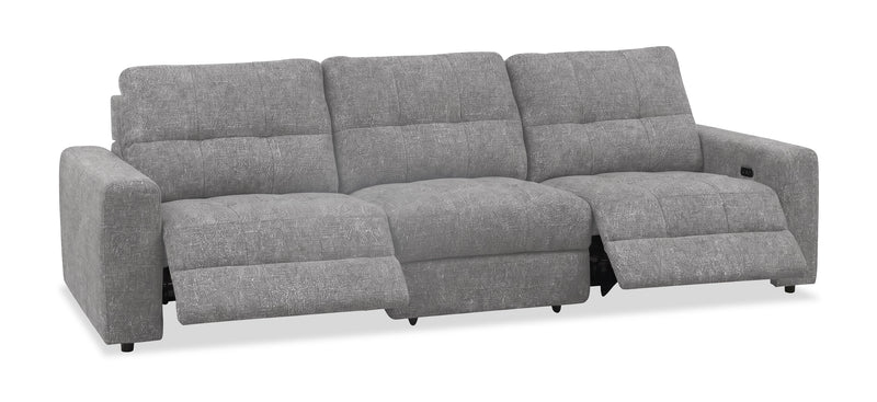 Scott Living Elevate Modular 115\" Chenille Fabric Power Reclining Sofa - Grey