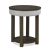 Elroy 21" Rustic Round Lift Top End Table With Shelf  - Brown and Grey with Fabric Edge | Table de bout ronde rustique Elroy de 21 po avec dessus relevable et tablette - brune et grise avec bordure en tissu