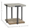 Felicity 22” Square End Table with Shelf - Grey | Table de bout carrée Felicity de 22 po avec tablette - grise