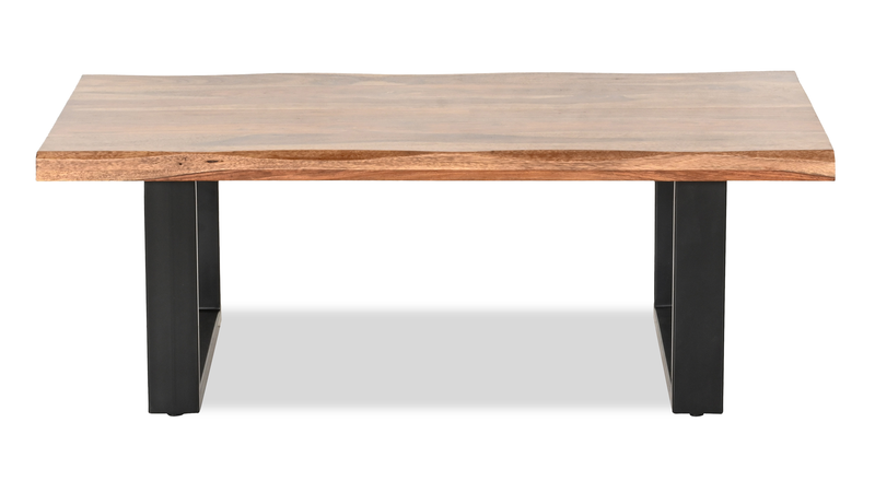 Fletcher 45” Contemporary Coffee Table with Sheesham Wood Top and Iron Frame - Brownstone