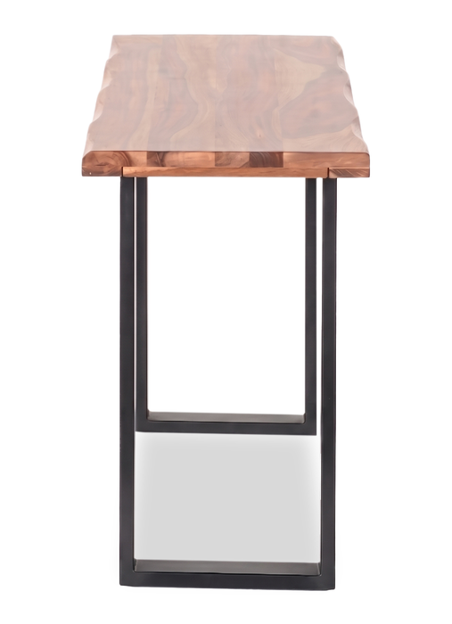 Fletcher 51” Contemporary Sofa Table with Sheesham Wood Top and Iron Frame - Brownstone