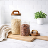 Glass 2-Piece Storage Set with Acacia Wood Lids | Ensemble de rangement 2 pièces en verre avec couvercles en acacia